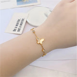 316L Stainless Steel Zircon Shell Butterfly Charm Bracelet for Women