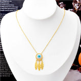 316L Stainless Steel Eye Leaves Tassel Chain Necklace Bracelet Set