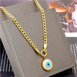 316L Stainless Steel Eye Leaves Tassel Chain Necklace Bracelet Set