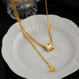 316L Stainless Steel Zircon Butterfly Tassel Choker Necklace