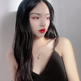 316L Stainless Steel Zircon Wrapped Pearl Charms Choker Necklace