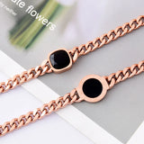 316L Stainless Steel Zircon Square Charm Thick Chain Bracelet