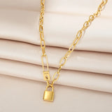 316L Stainless Steel Love Lock Charm Thick Chain Choker Necklace