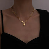 316L Stainless Steel Love Lock Charm Thick Chain Choker Necklace