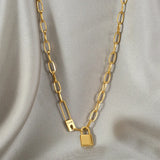 316L Stainless Steel Love Lock Charm Thick Chain Choker Necklace