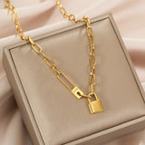 316L Stainless Steel Love Lock Charm Thick Chain Choker Necklace