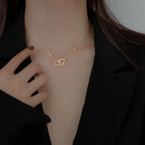 316L Stainless Steel Heart Charms Chain Choker Necklace for Women
