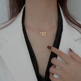 316L Stainless Steel Heart Charms Chain Choker Necklace for Women