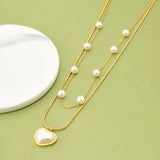 Heart Pearl Beaded Charms Chain Choker Necklace