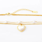 Heart Pearl Beaded Charms Chain Choker Necklace