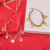 316L Stainless Steel Heart Charm Chain Bracelet for Women