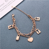 316L Stainless Steel Heart Charm Chain Bracelet for Women