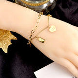 316L Stainless Steel Heart Charm Chain Bracelet for Women