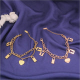 316L Stainless Steel Heart Charm Chain Bracelet for Women