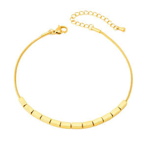316L Stainless Steel Minimalist Beaded Charm Anklet for Women