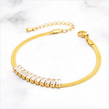 316L Stainless Steel Zircon Welding Charm Flat Snake Chain Bracelet