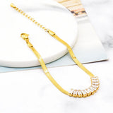 316L Stainless Steel Zircon Welding Charm Flat Snake Chain Bracelet