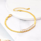 316L Stainless Steel Zircon Welding Charm Flat Snake Chain Bracelet