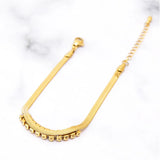 316L Stainless Steel Zircon Welding Charm Flat Snake Chain Bracelet