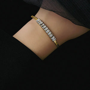 316L Stainless Steel Zircon Welding Charm Flat Snake Chain Bracelet