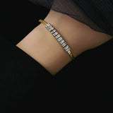 316L Stainless Steel Zircon Welding Charm Flat Snake Chain Bracelet