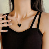 316L Heart Charms Choker Necklace Stainless Steel