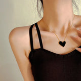 316L Heart Charms Choker Necklace Stainless Steel