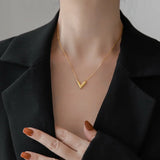 316L Stainless Steel V Shape Charms Chain Choker Set