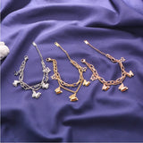 316L Stainless Steel 2 Layer Frosted Butterflys Charm Chain Bracelet
