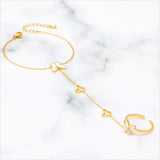 316L Stainless Steel Seashell Butterfly Charm Bracelet with Back Chain Ring
