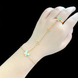 316L Stainless Steel Seashell Butterfly Charm Bracelet with Back Chain Ring