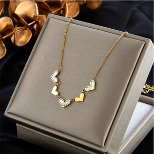 316L Stainless Steel Love Heart Choker Necklace with Shells