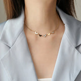 316L Stainless Steel Love Heart Choker Necklace with Shells