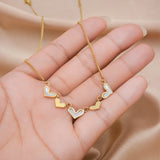 316L Stainless Steel Love Heart Choker Necklace with Shells