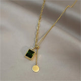 316L Stainless Steel Green Zircon Choker Necklace