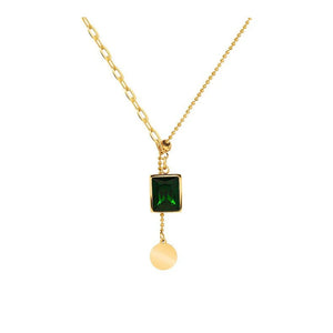 316L Stainless Steel Green Zircon Choker Necklace