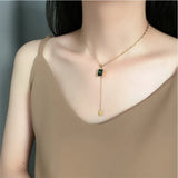316L Stainless Steel Green Zircon Choker Necklace