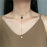 316L Stainless Steel Green Zircon Choker Necklace