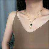316L Stainless Steel Green Zircon Choker Necklace