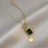 316L Stainless Steel Green Zircon Choker Necklace