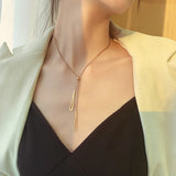 316L Stainless Steel Tassel Charms Chain Choker Necklace