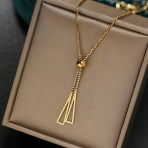 316L Stainless Steel Tassel Charms Chain Choker Necklace