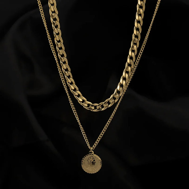 Queen Charm 2 Layer Choker Necklaces for Women