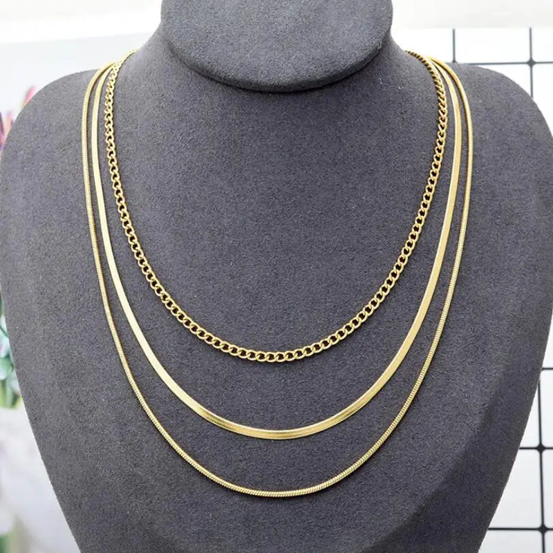316L Stainless Steel Multilayer Snake Bone Choker Necklace
