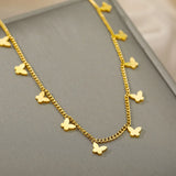 316L Stainless Steel Butterfly Charm Choker Necklace