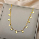 316L Stainless Steel Butterfly Charm Choker Necklace