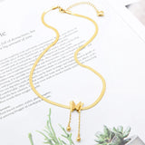 316L Stainless Steel Butterfly Charms Tassel Choker Necklace
