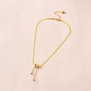 316L Stainless Steel Butterfly Charms Tassel Choker Necklace