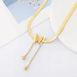 316L Stainless Steel Butterfly Charms Tassel Choker Necklace