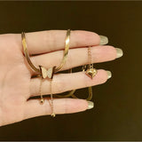 316L Stainless Steel Butterfly Charms Tassel Choker Necklace